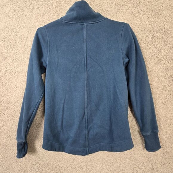 Athleta Cozy Karma II Sweatshirt Soft Twist Funnel Neck Dark Blue Sz XXS - Picture 2 of 9